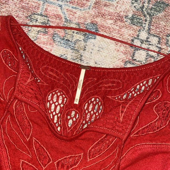 Free People red eyelet design top ❤️ - Picture 2 of 2